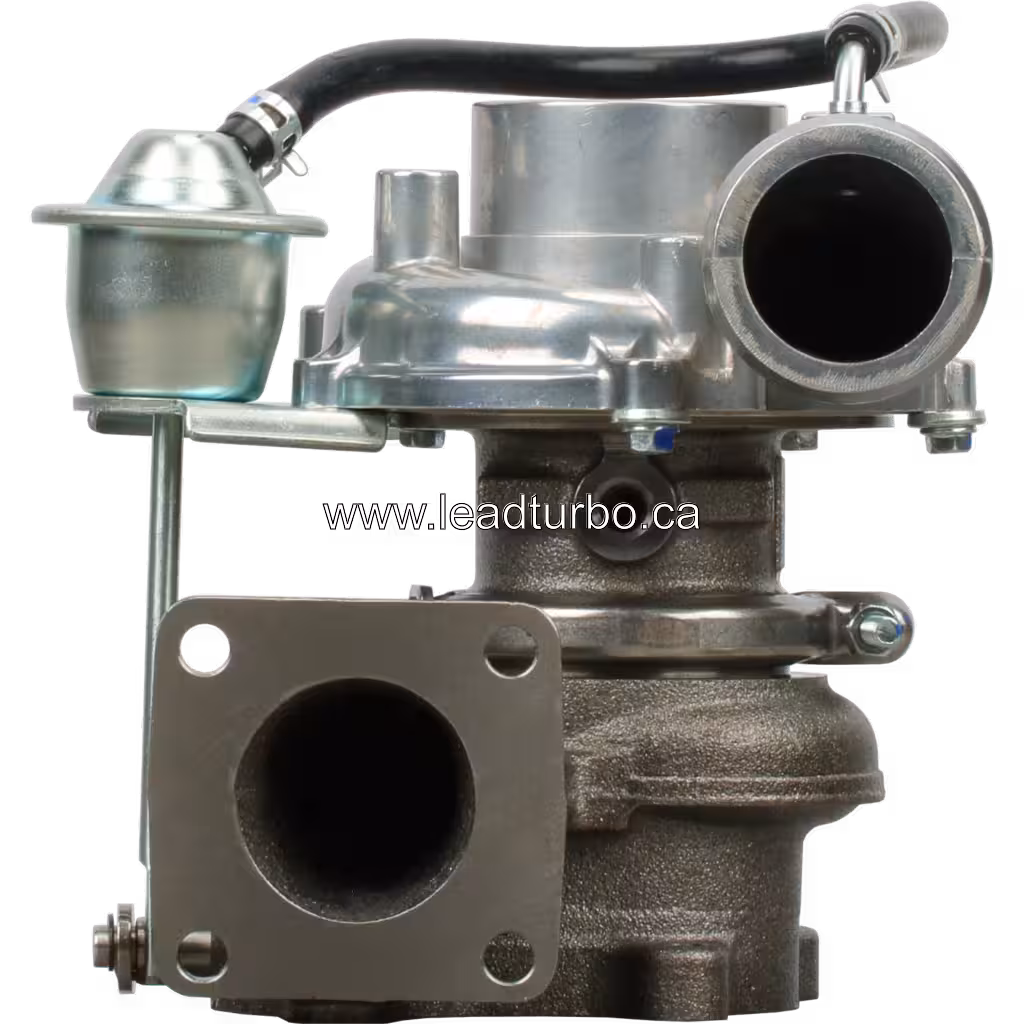 35242096F RHF4H turbocharger front view with cast iron exhaust housing and square flange