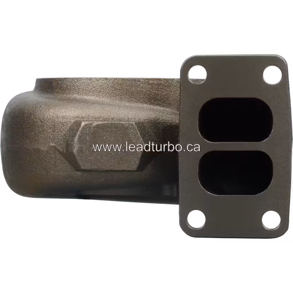 FOR 3524689 TH H1E turbine housing front view with two-port flange