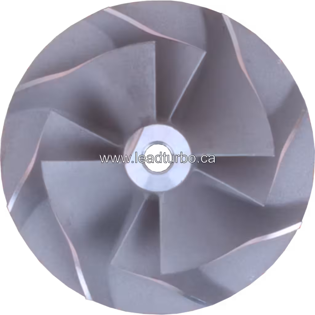 Front view of FOR 3772741 CW compressor wheel with curved blades
