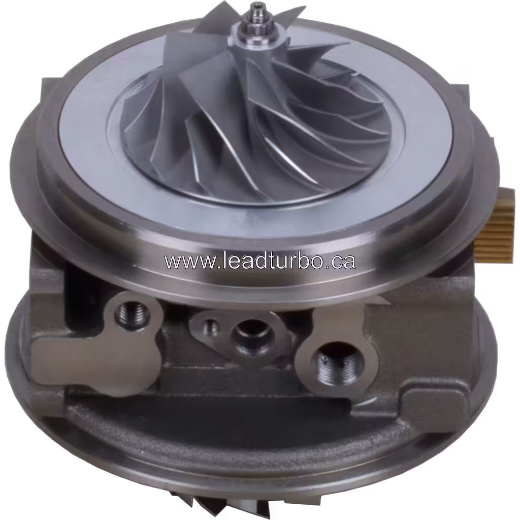 CUMMINS ISM bus turbo core top view showing silver compressor wheel