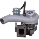 TB2557 turbocharger top view showing V-band flange and actuator housing