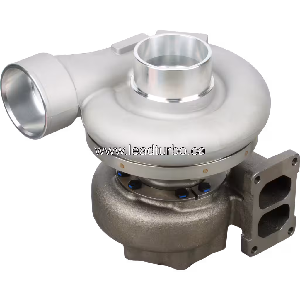 Top view of KTR110G-G44E turbocharger showing turbine and compressor housings