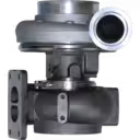 Front view of A0090966599 S410 turbocharger with two-port exhaust flange