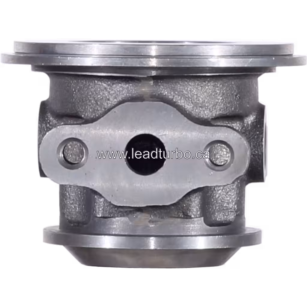 Vue avant du bearing housing J96 en métal moulé avec ports filetés