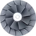 Turbo compressor wheel blade detail view