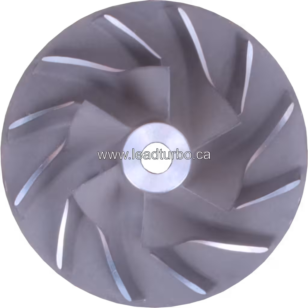 Turbocharger compressor wheel close-up view