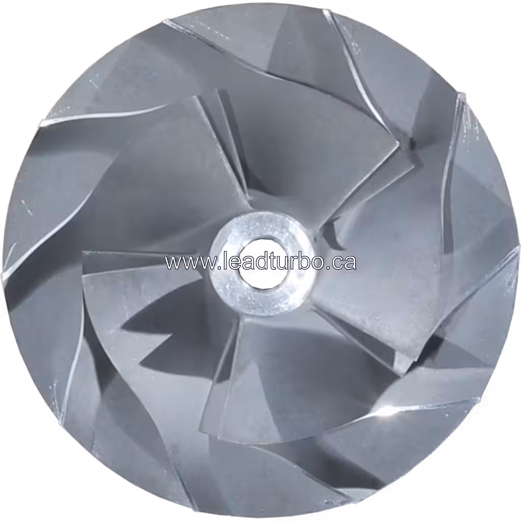 Vue de dessus de la roue de compresseur VA860088 CW, finition usinée, application Isuzu VI81