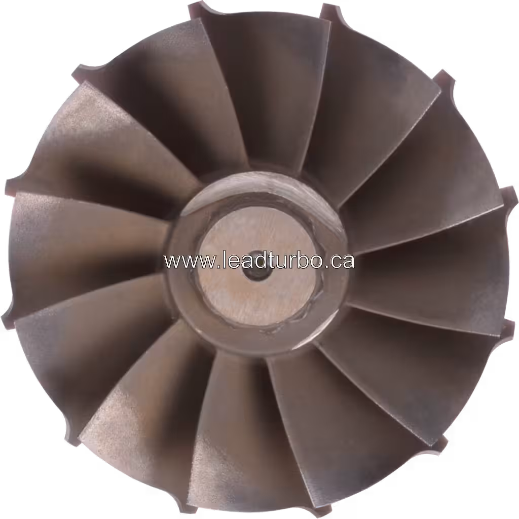 Vue de dessus des aubes de la roulette turbine CUMMINS ISX2