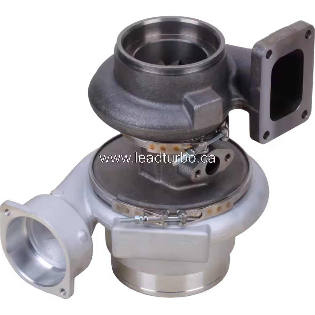 SE652CJ turbocharger bottom view with turbine housing and actuator