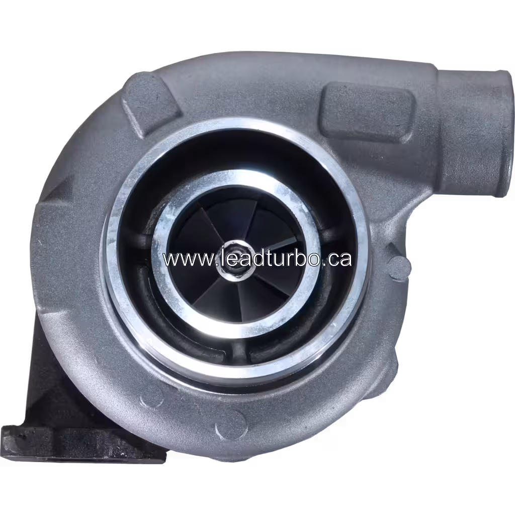 Vue avant du turbocompresseur 1045857 S2ESL105 avec carter compresseur argenté