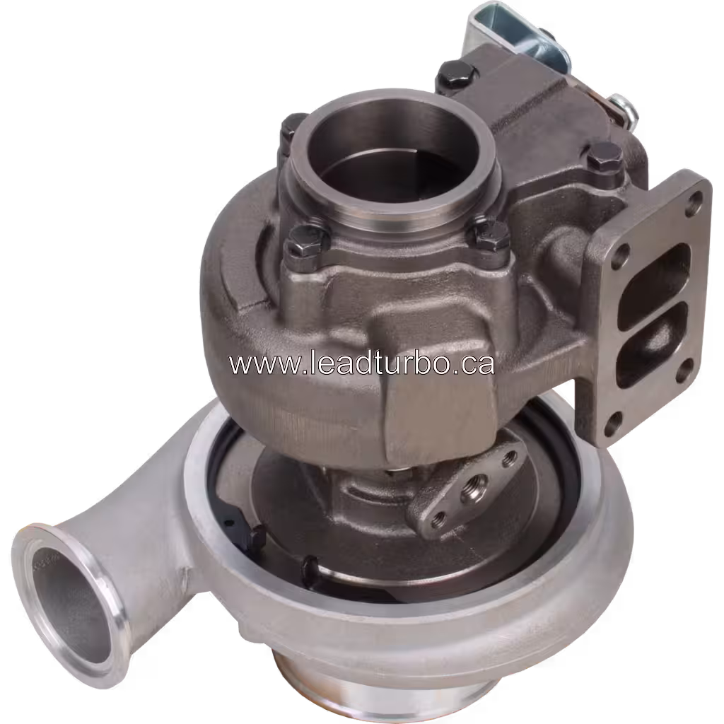 Turbocompresseur 2836065 HX35W pour Cummins QSB Tier-3 bottom 45 degree view
