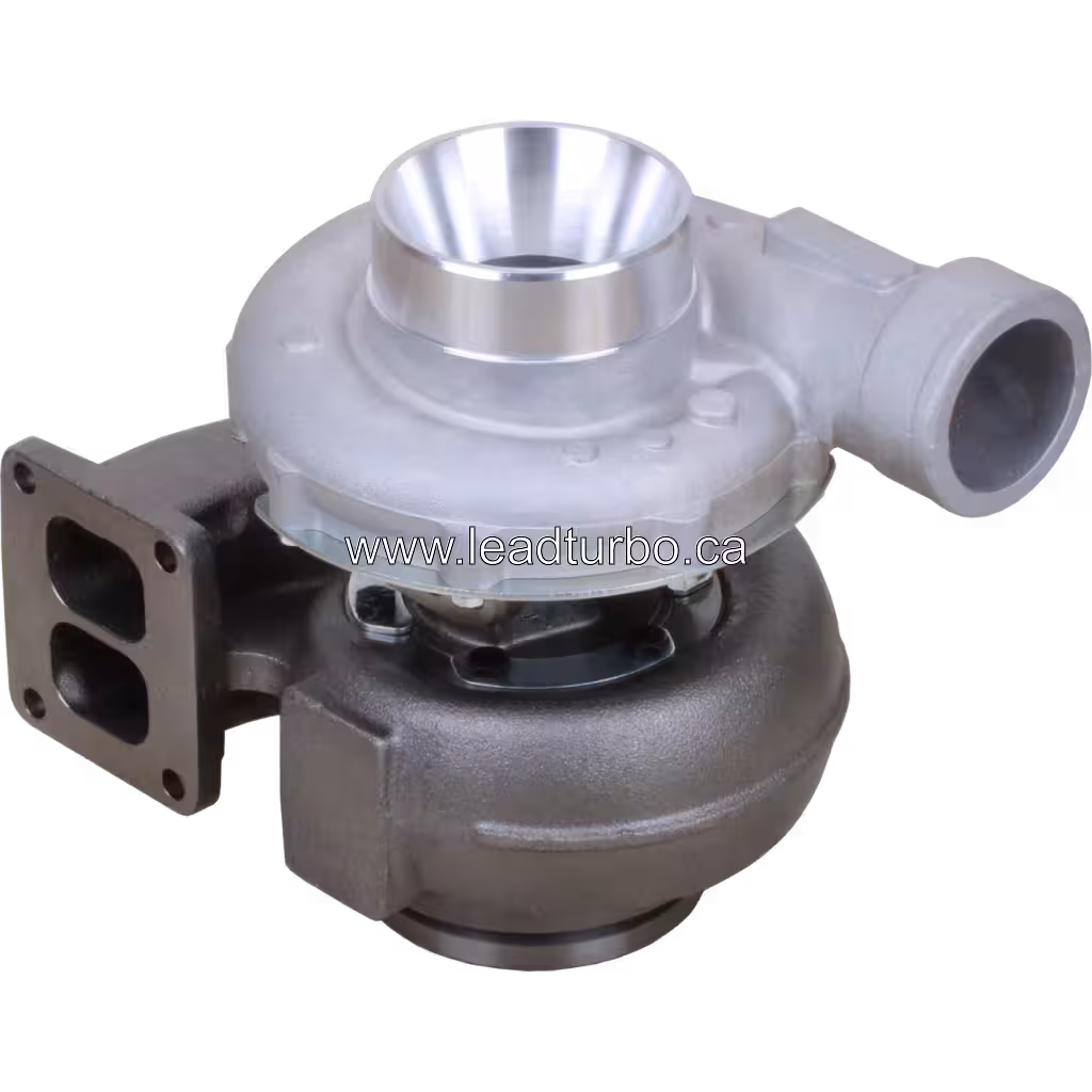 Turbocompresseur 3531772 H2D vue du dessus avec bride d'échappement