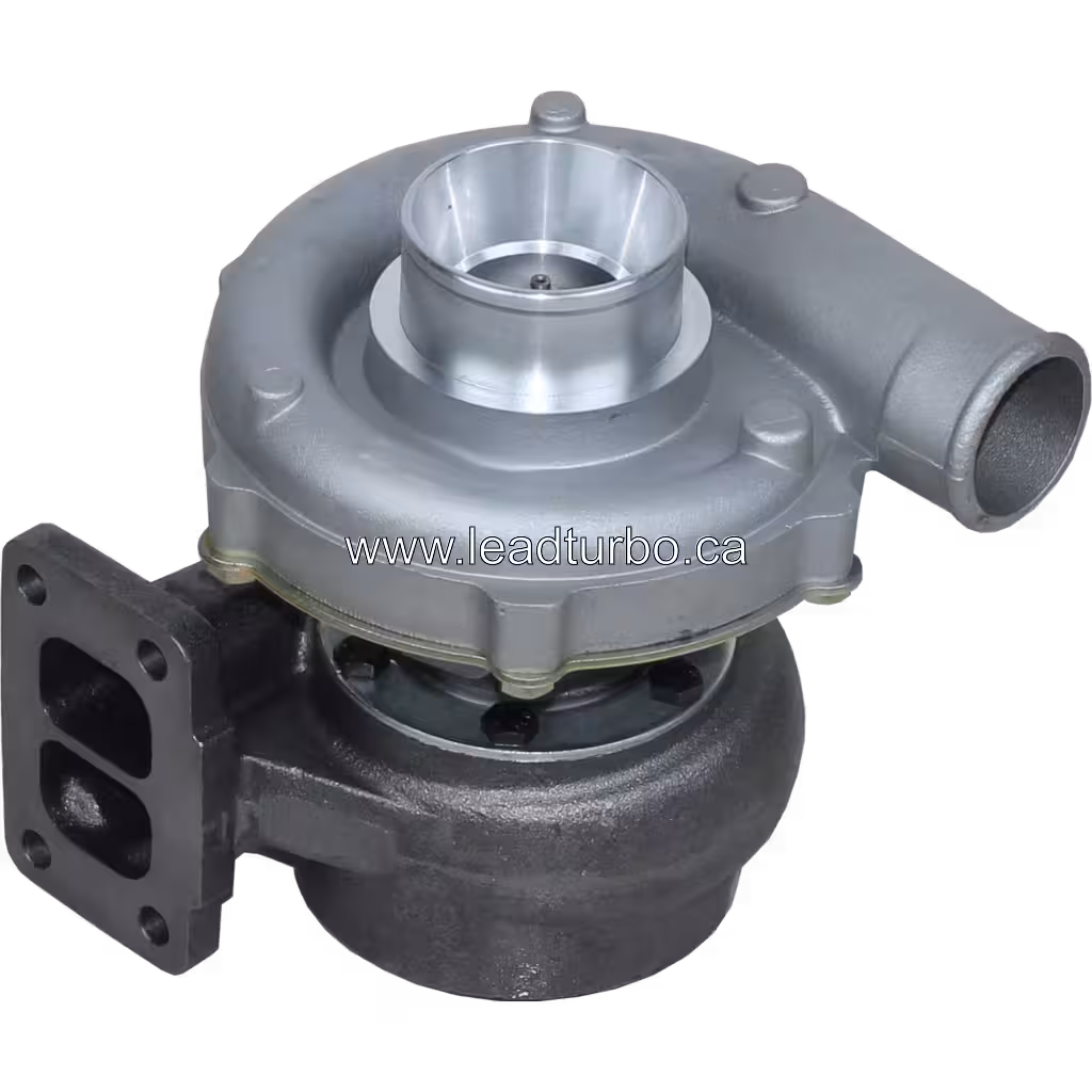 Turbocompresseur Perkins 1006 6THR3 vue supérieure montrant la sortie du compresseur