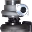 Vue avant du turbocompresseur 465332-0006 TV8112 avec carter compresseur argenté