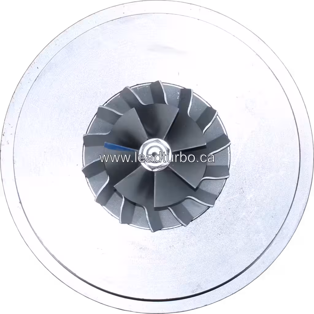 14877100003 S410 turbo core front view with turbine and compressor wheels