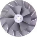 Front view of 314523 CW compressor wheel with curved blades