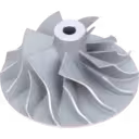 45-degree top view of J96 compressor wheel showing central hub