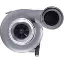 318294 S400 turbocharger front view showing silver compressor housing and black compressor wheel