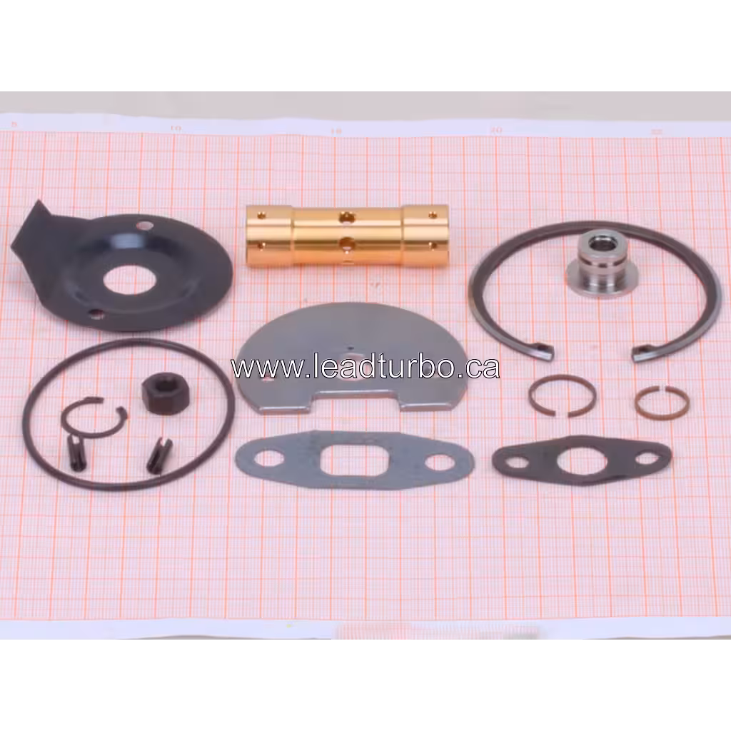 318385 3LM319 turbocharger repair kit layout with flange, shaft, and gaskets