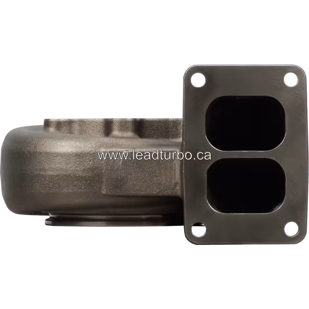 3519547 HX60 turbine housing front view showing rectangular exhaust flange