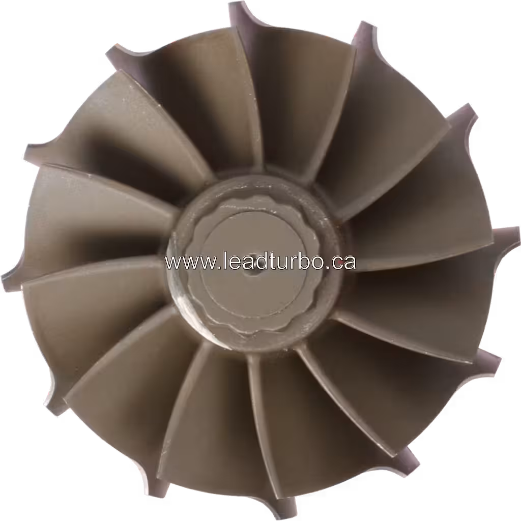 Top view of 3535983 turbine wheel hub and shaft