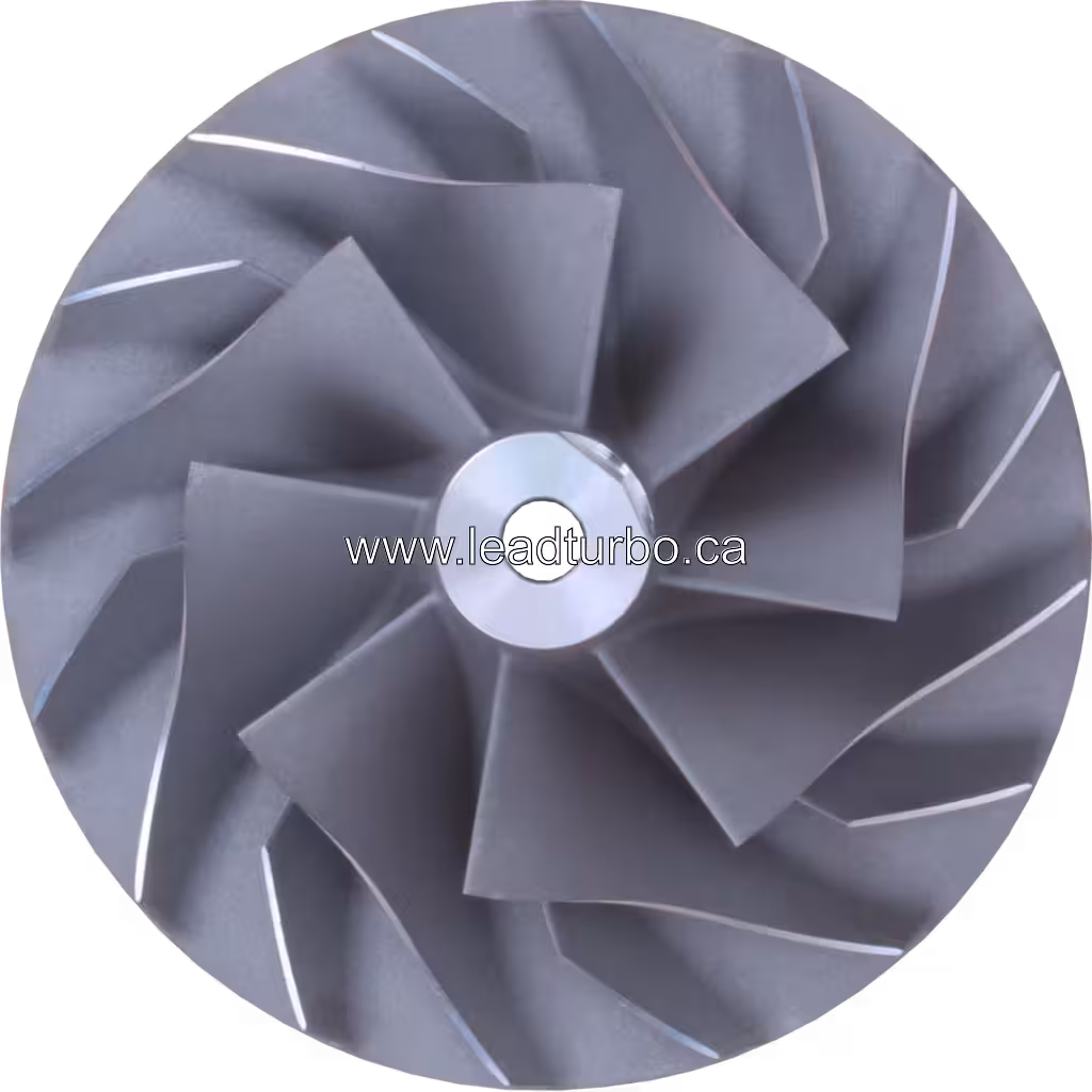 Machined metal surface of HE551V turbocharger compressor wheel