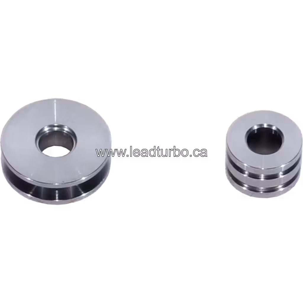 446451-0001 turbocharger thrust ring components, two polished metal rings with grooves