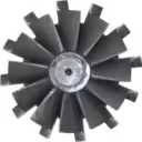 Top view of TD05 turbine wheel showing radial blades