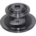 Metallic turbo bearing housing with central threaded bore