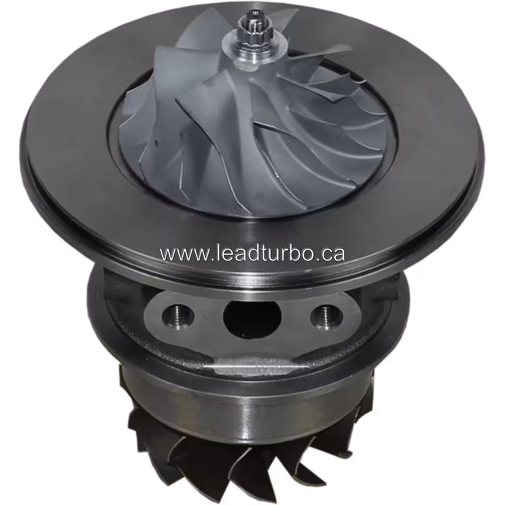 Top 45-degree view of TD08H core showing compressor wheel for HINO truck application