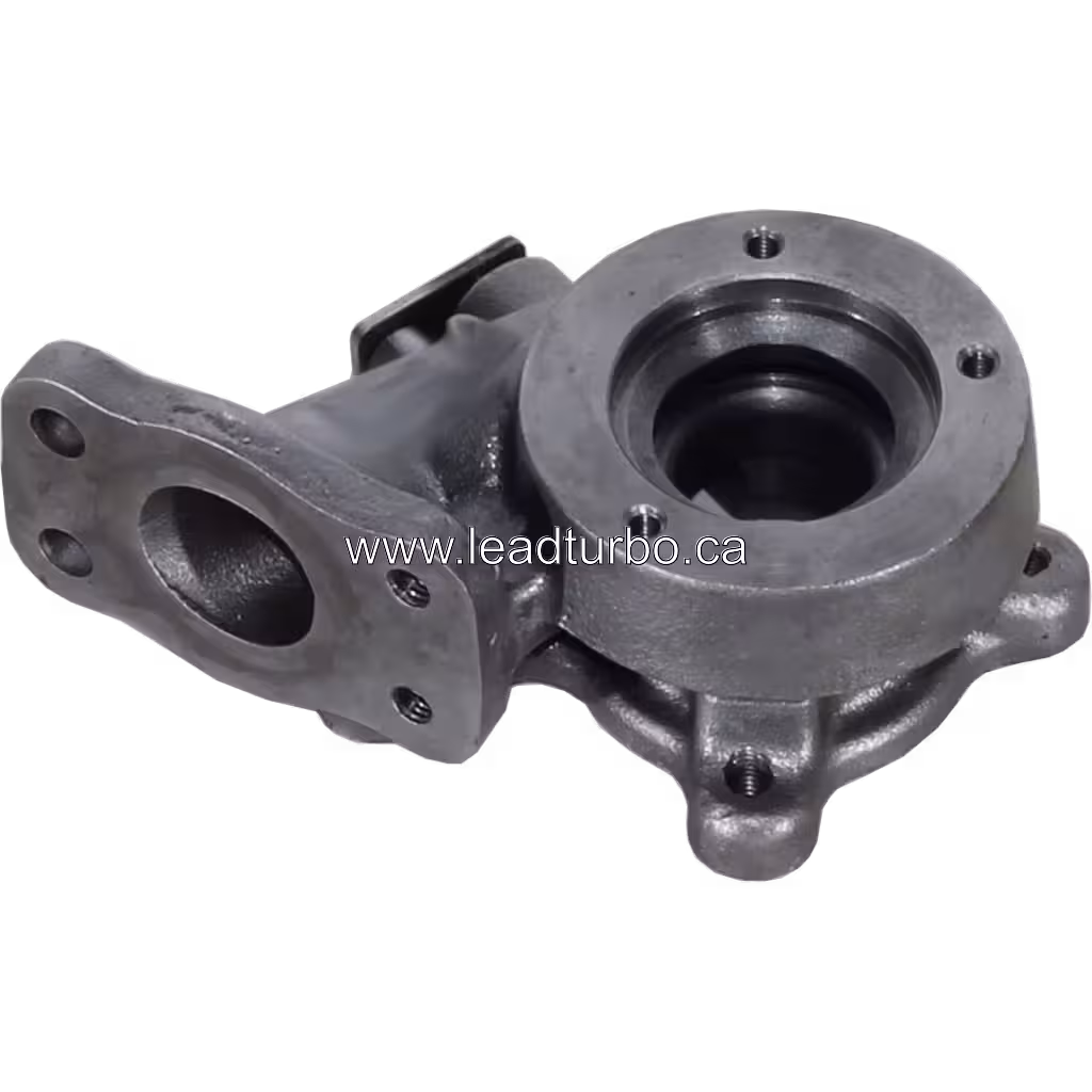 54351009015 cast metal turbine housing bottom view with machined ports