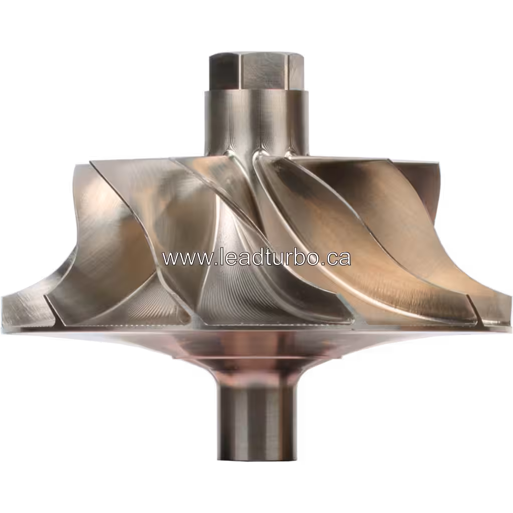 Front view of 735666-0024 compressor wheel with curved blades and central hub