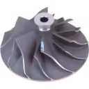 Angled view showing hub and blades of J96 compressor wheel