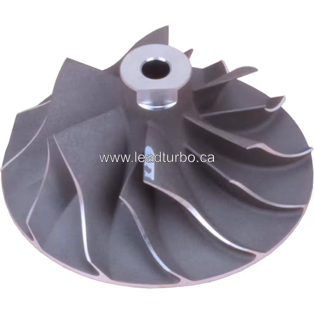 Turbo compressor wheel blades and hub detail