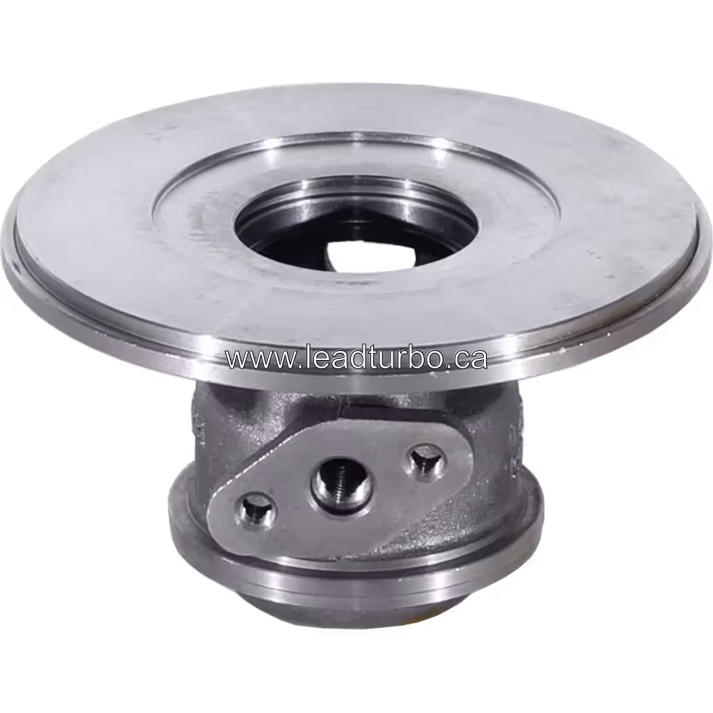 Vue de dessus à 45 degrés du bearing housing 3537111, montrant le trou central et l'oreille de fixation