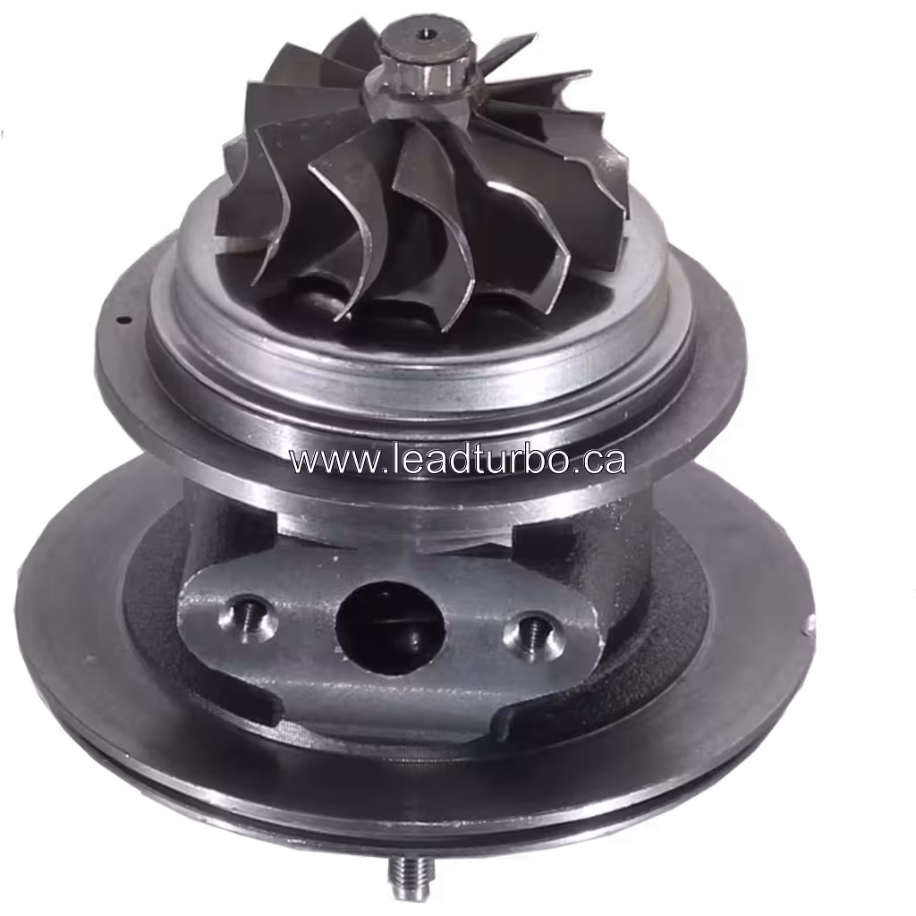 Vue de dessous à 45 degrés du core de turbo 49178-09610 avec corps central