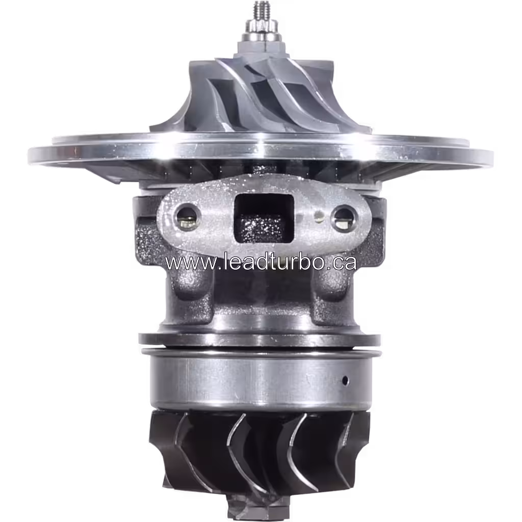 Vue avant du core de turbocompresseur TB4122 408105-0310 montrant les roues compresseur et turbine