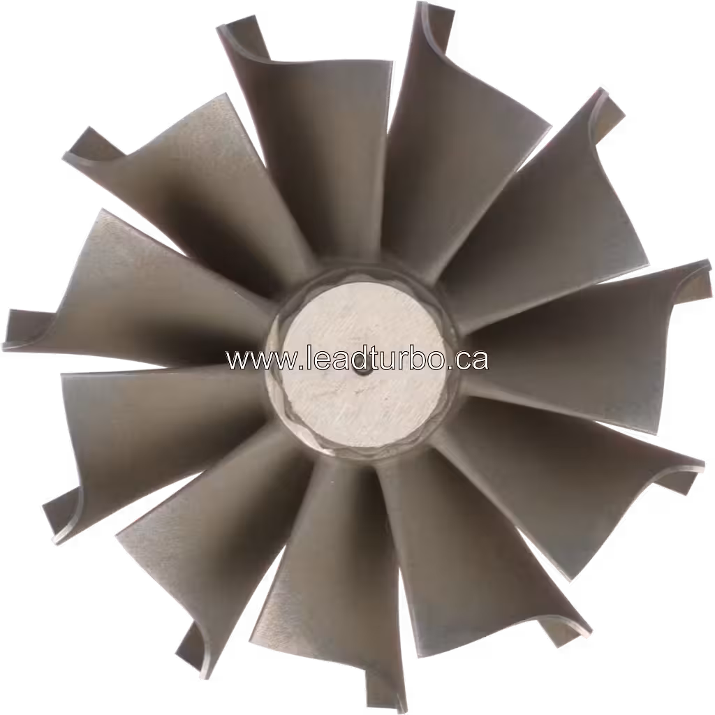 Vue de dessus de la roue de turbine HC5A montrant l'arrangement des aubes
