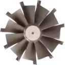 Vue de dessus de la roue de turbine HC5A montrant l'arrangement des aubes