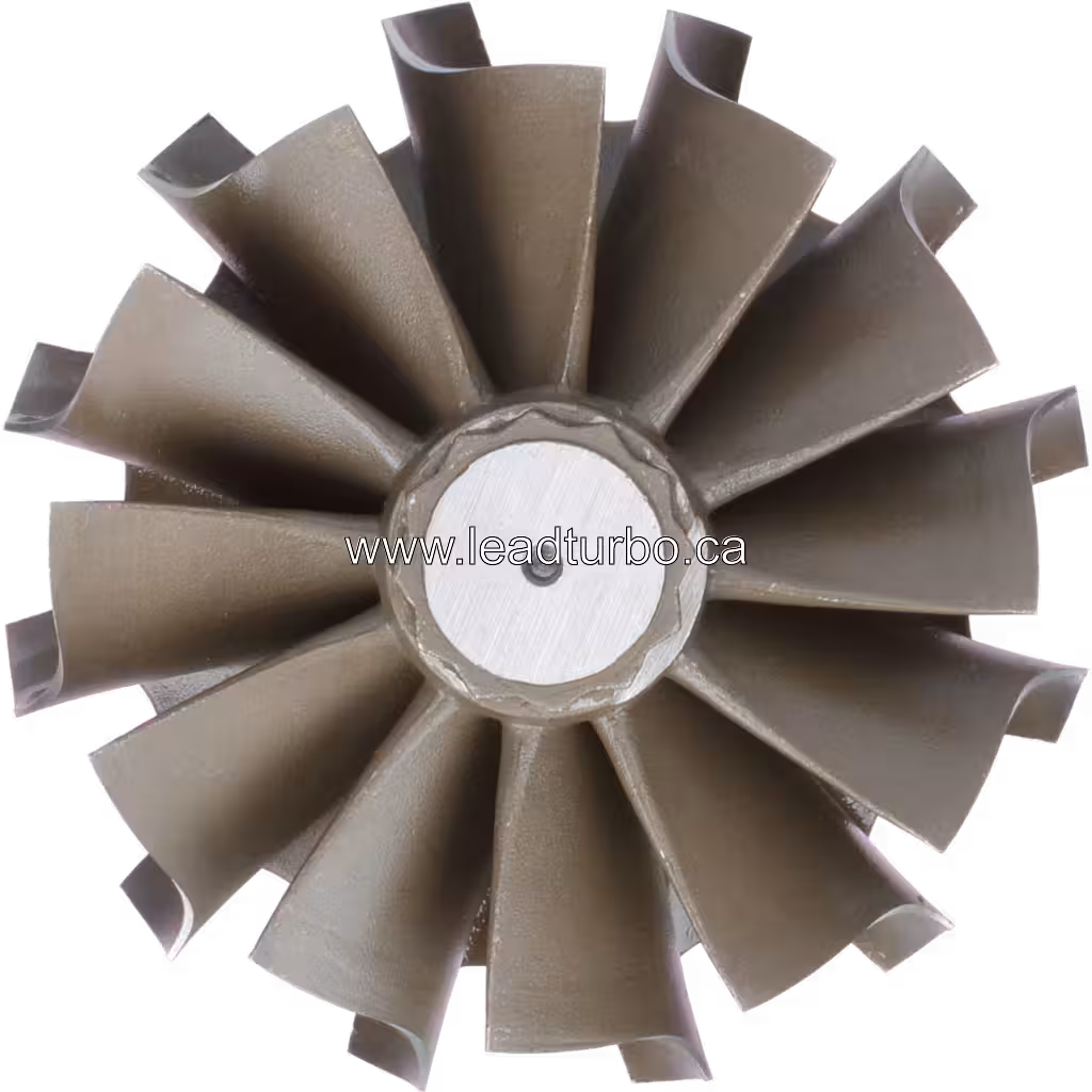 Top-down view of TD09L-34QRC turbine wheel blades