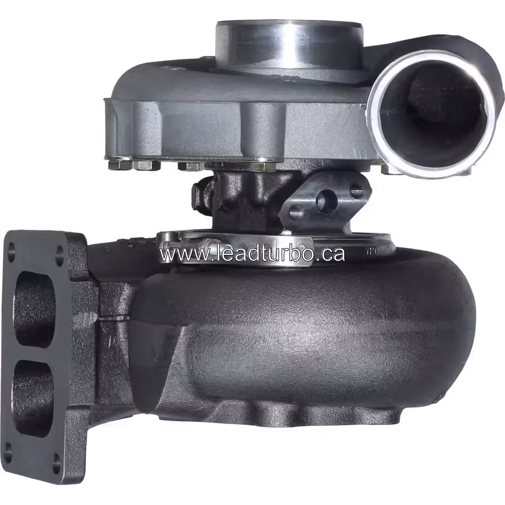 Vue avant du turbocompresseur 466242-5016 TA5103 avec carter compresseur argenté