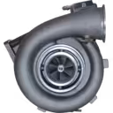 Turbocompresseur 758160-5007 GTA4502V vue de face avec carter inférieur gris et supérieur argenté