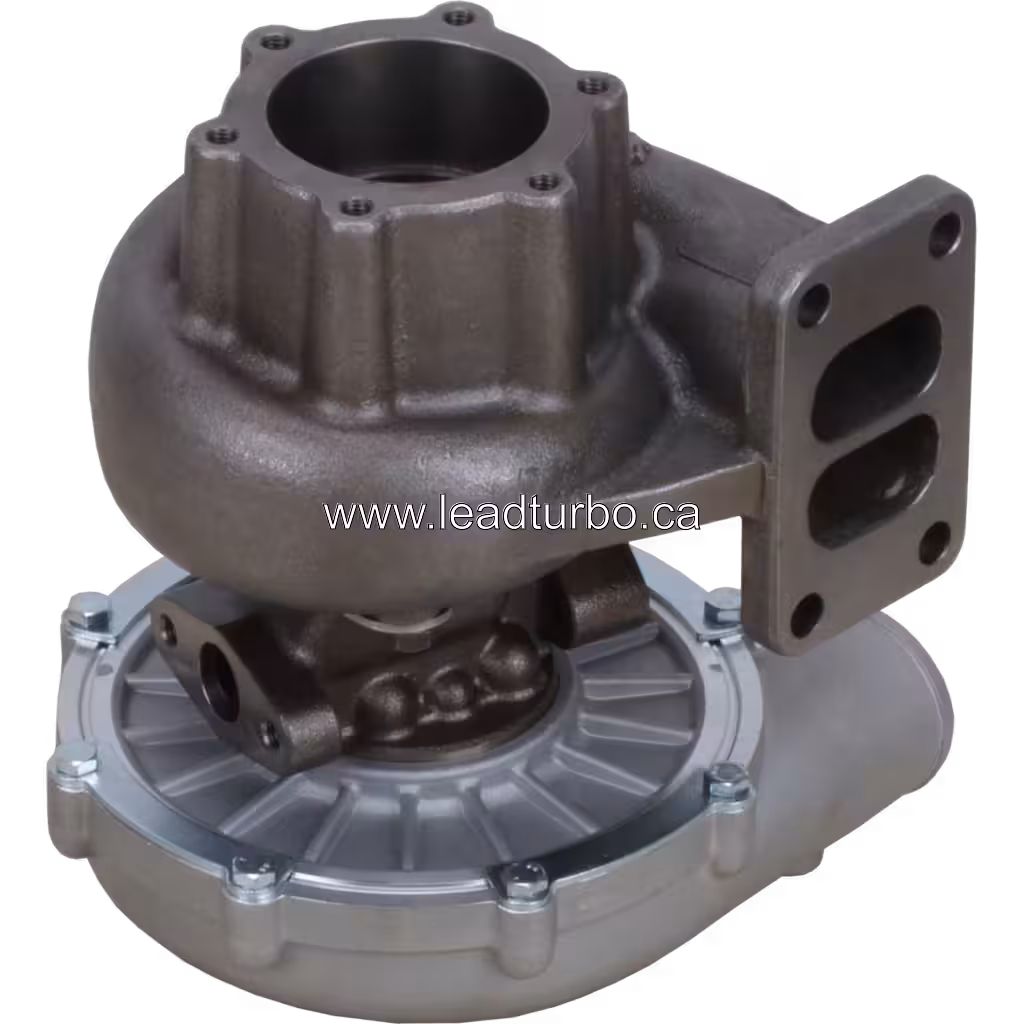 Vue de dessous à 45 degrés du turbocompresseur 848010024 montrant le flange d'échappement turbine