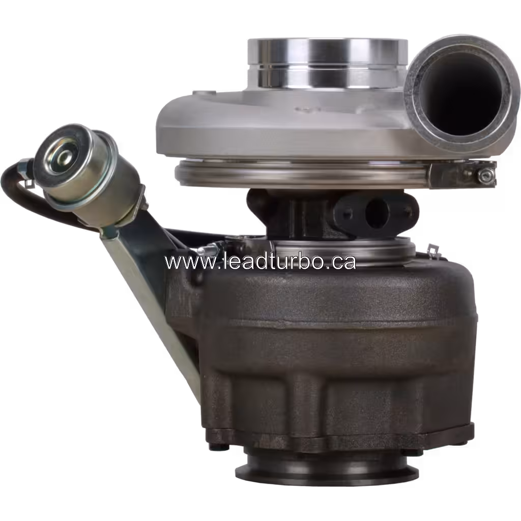 20763166 HX55W turbocharger front view with silver compressor housing