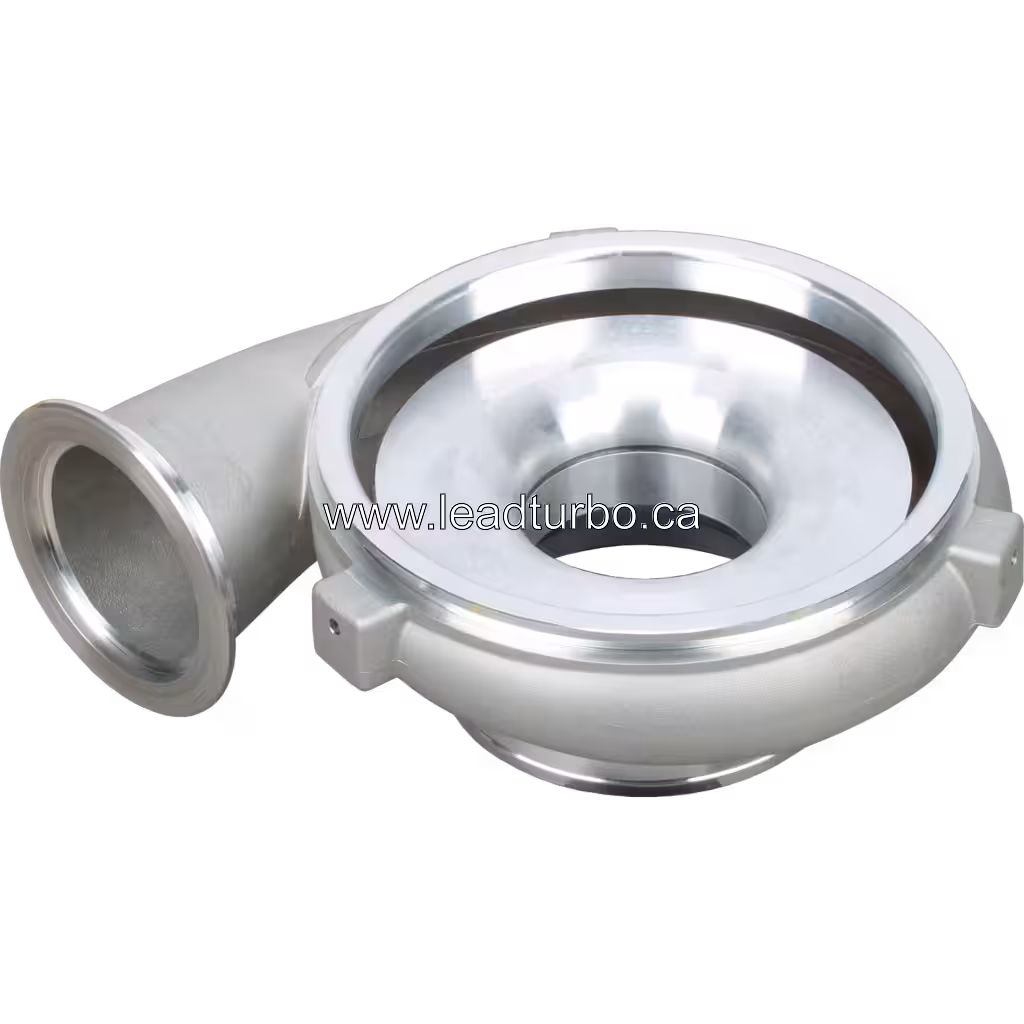 447843-0010-cast Compressor Housing for GTA4202 Detroit Diesel Series 60 bottom 45 degree view