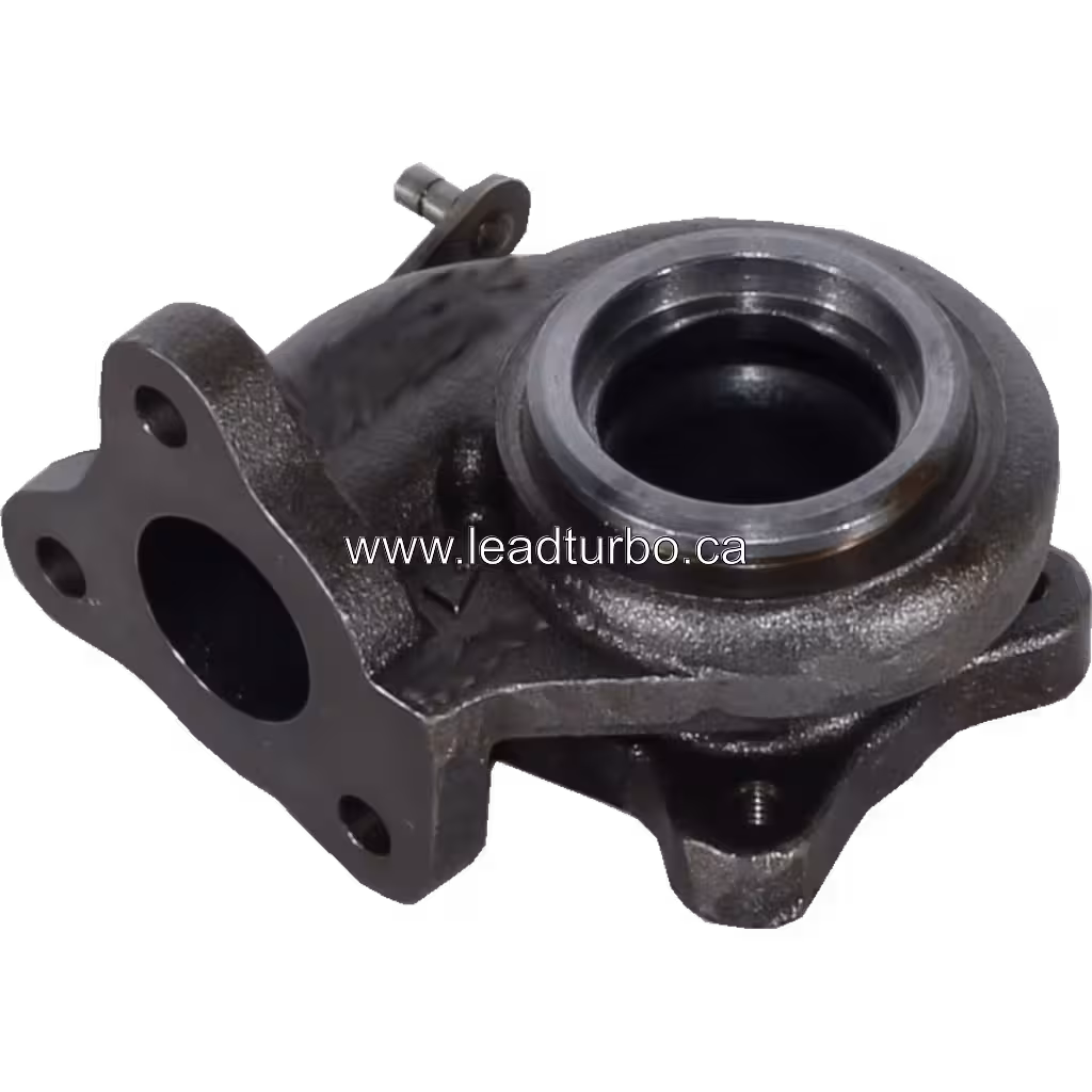 TD025M-06T turbine housing bottom view with mounting flange