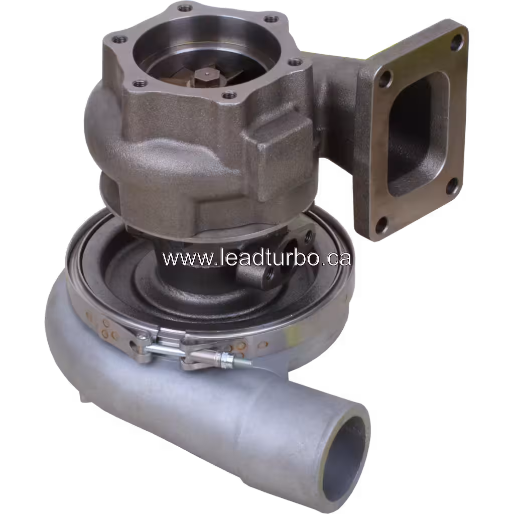 Bottom view of 6506-21-5010 turbocharger showing bearing housing and related electrical detail attachment