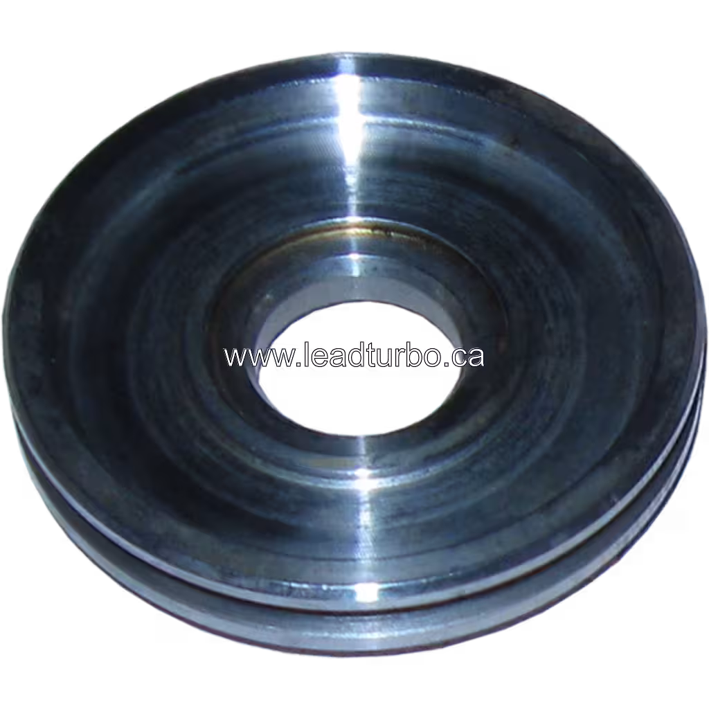 Machined metal back plate for J96 turbocharger, part number 167744, polished finish