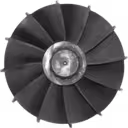 HY55V turbine wheel top view showing blade curvature