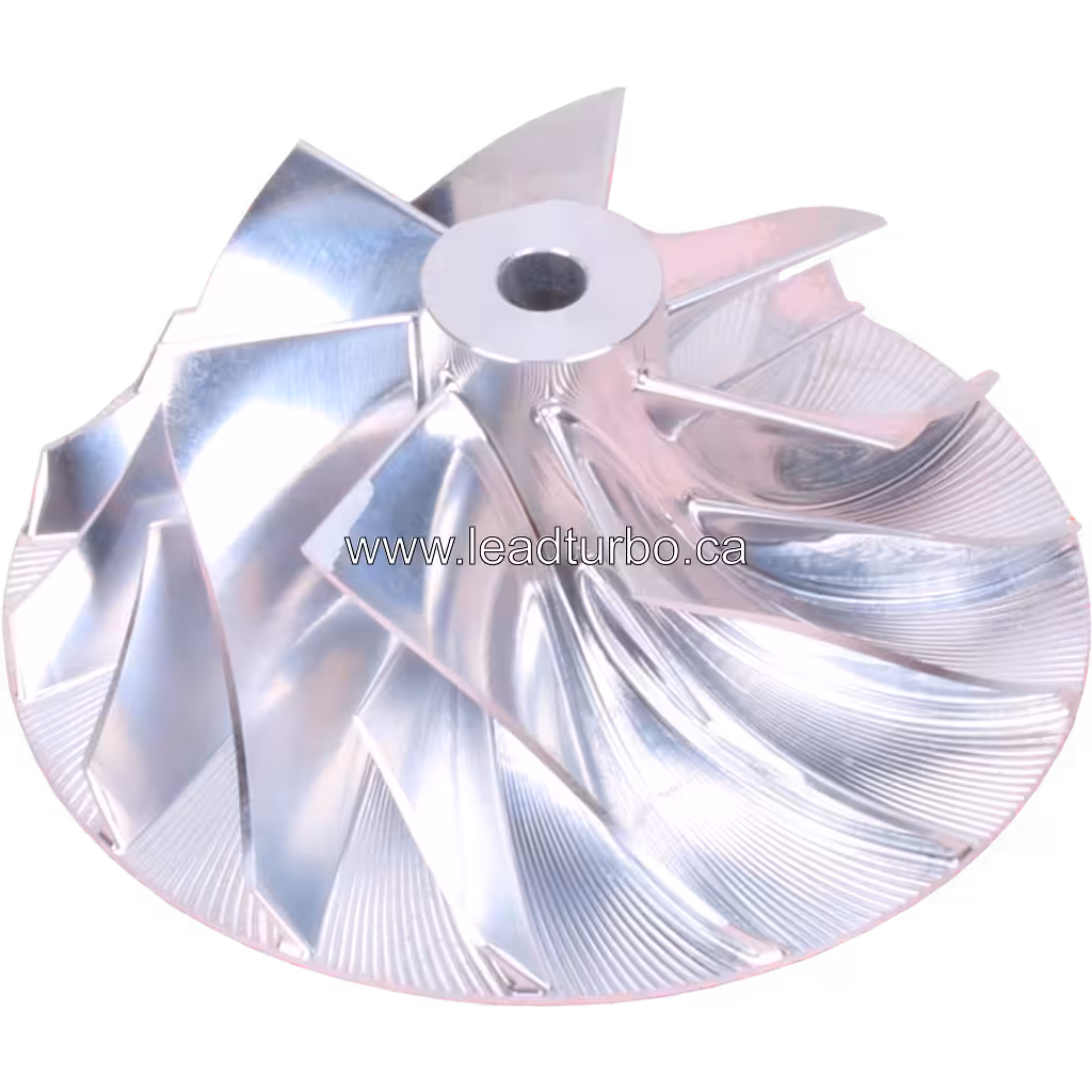 Roue de compresseur FOR 4090052 CW pour J96, vue de dessus avec aubes en spirale